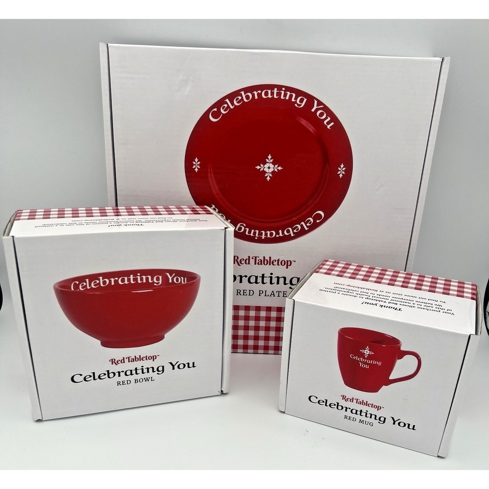 You Are Special Celebrating 3 Piece Red Collection Plate Mug  Bowl New Boxed New